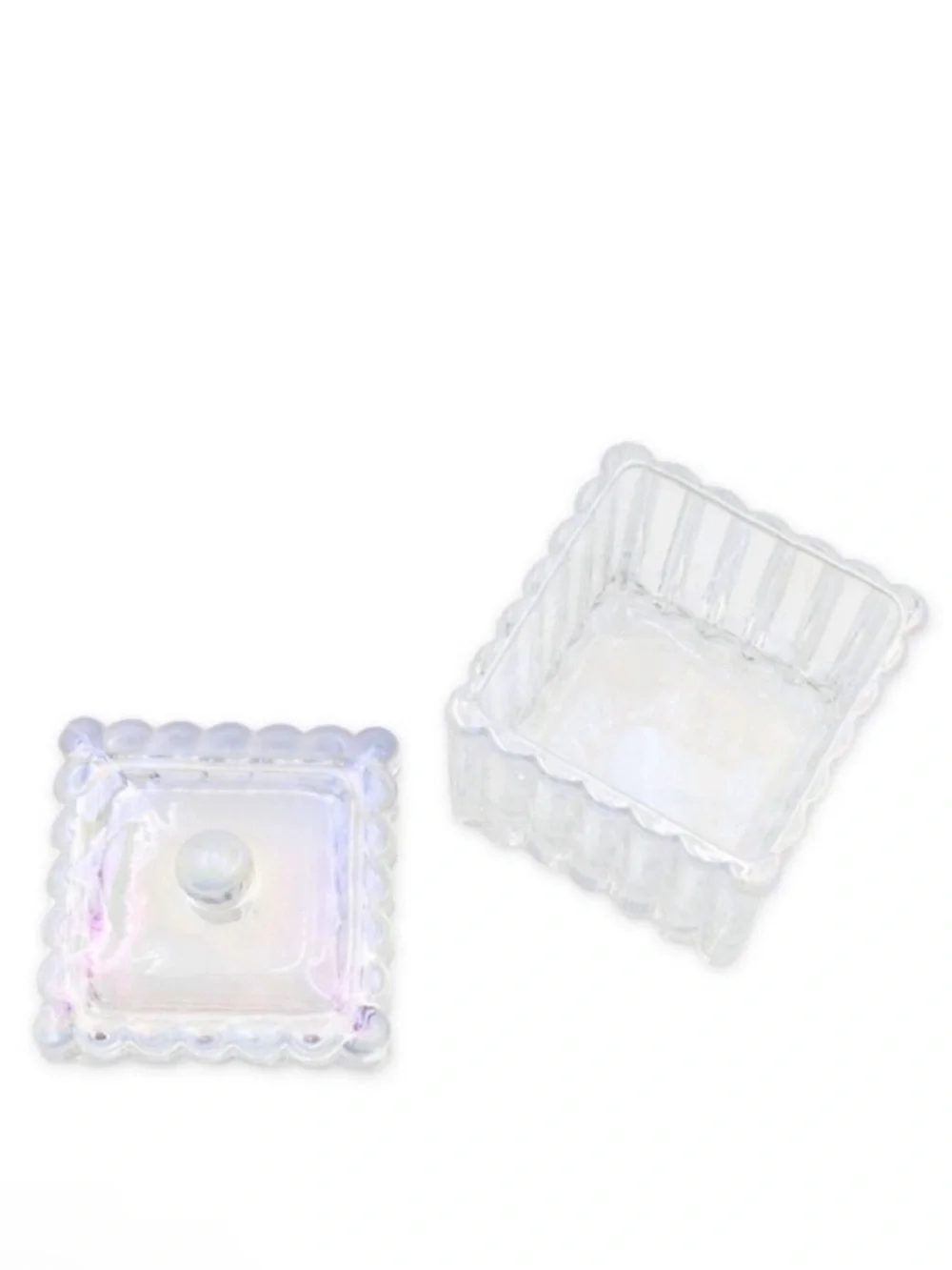 New! Target Bullseye Playground Iridescent Glass Trinket Box with Lid
